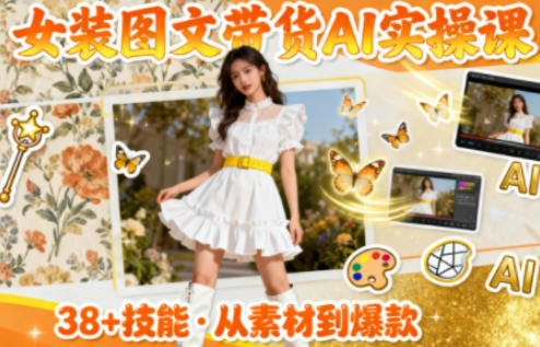 女装图文带货的AI实操课，覆盖38个实用技能，快速提升素材制作效率-网创项目总站