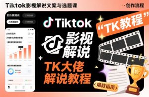 Tiktok影视解说文案与选题课，TK大佬影视解说教程-网创项目总站