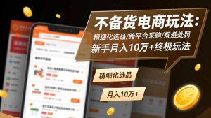 不备货电商玩法：精细化选品/跨平台采购/规避处罚，新手月入10万+终极玩法-网创项目总站