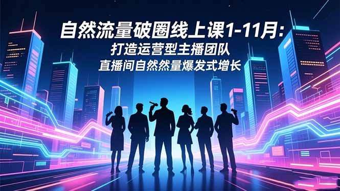 自然流量破圈线上课1-11月：打造运营型主播团队 直播间自然流量爆发式增长-网创项目总站