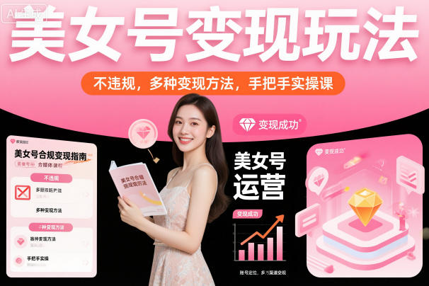 美女号变现玩法，不违规，多种变现方法，手把手实操课-网创项目总站
