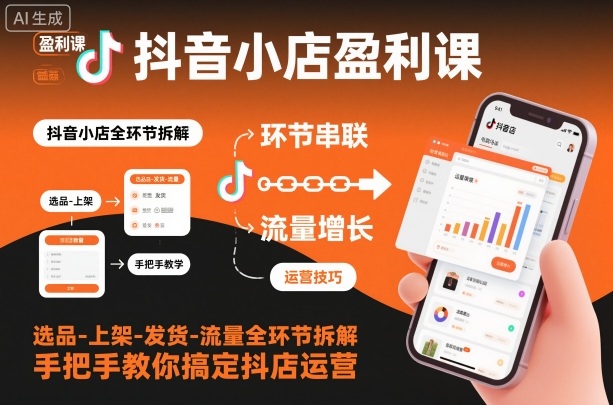 抖音小店盈利课-选品-上架-发货-流量全环节拆解，手把手教你搞定抖店运营-网创项目总站