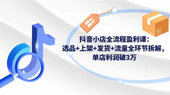 抖音小店全流程盈利课：选品+上架+发货+流量全环节拆解，单店利润破3万-网创项目总站