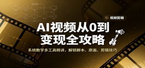 AI视频从0到变现全攻略，系统教学多工具精讲，解锁脚本、原画、剪辑技巧-网创项目总站