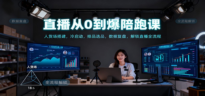 直播从0到爆陪跑课：人货场搭建，冷启动，排品选品，数据复盘，解锁直播全流程-网创项目总站