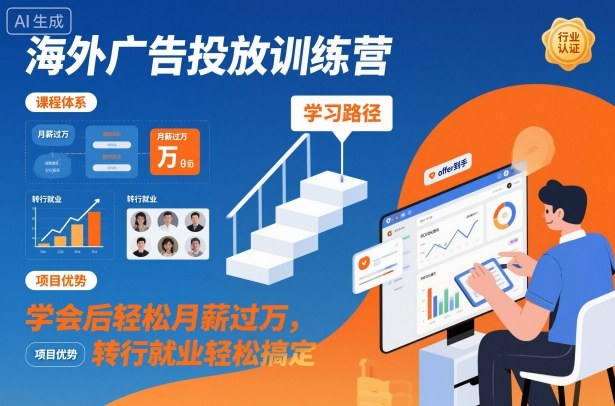 海外广告投放训练营，学会后轻松月薪过万，转行就业轻松搞定-网创项目总站