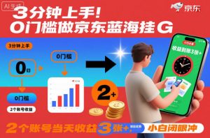 3分钟上手！0门槛做京东蓝海全自动掘金，2个账号当天收益3张+，小白闭眼冲【揭秘】-网创项目总站