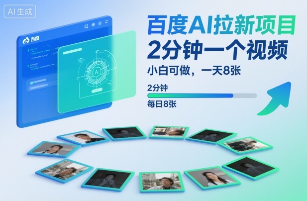 百度AI拉新项目，2分钟一个视频，小白可做，一天8张【附案例+保姆级教程】-网创项目总站