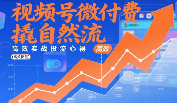 视频号微付费撬自然流，高效实战投流心得-网创项目总站