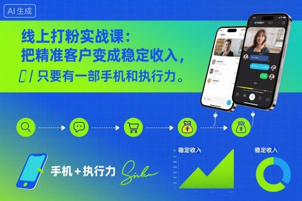 线上打粉实战课：把精准客户变成稳定收入，只要有一部手机和执行力-网创项目总站