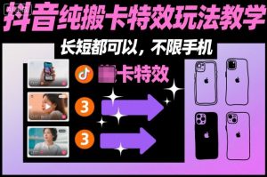 某社群抖音纯搬卡特效玩法教学，长短都可以，不限手机-网创项目总站
