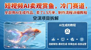 短视频AI卖观赏鱼，冷门赛道，全部用AI生成作品，卖了1.5W单，制作流程详细教程-网创项目总站