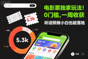 电影票独家玩法！0门槛，一周收获5.3k，听话照做小白也能落地【揭秘】-网创项目总站