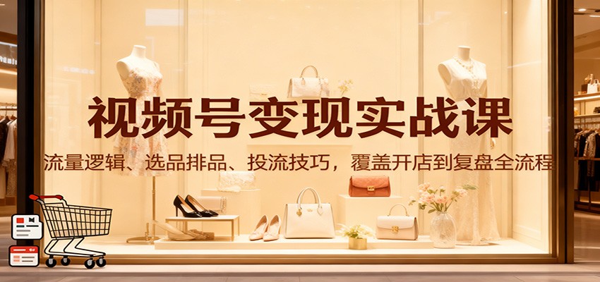 视频号变现实战课：流量逻辑、选品排品、投流技巧，覆盖开店到复盘全流程-网创项目总站