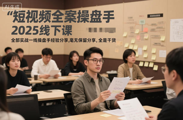 短视频全案操盘手2025线下课，全部实战一线操盘手经验分享，毫无保留分享，全是干货-网创项目总站