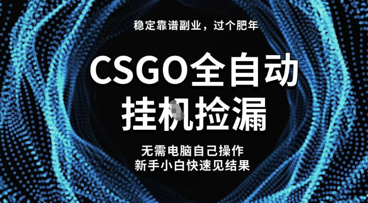 【稳定副业】全球最热门游戏CSGO全自动捡漏，最新玩法，新手小白日入5张+【揭秘】-网创项目总站