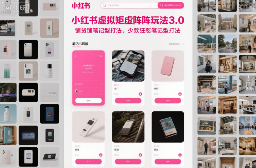 小红书虚拟矩阵玩法3.0，铺货铺笔记型打法，少款狂怼笔记型打法-网创项目总站