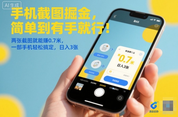 手机截图掘金，简单到有手就行！两张截图就能賺0.7米，一部手机轻松搞定，日入3张【揭秘】-网创项目总站
