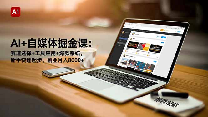 AI+自媒体掘金课：赛道选择+工具应用+爆款系统，新手快速起步，副业月入8000+-网创项目总站