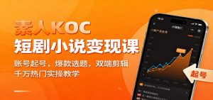 素人KOC短剧小说变现课：账号起号，爆款选题，双端剪辑，千万热门实操教学-网创项目总站