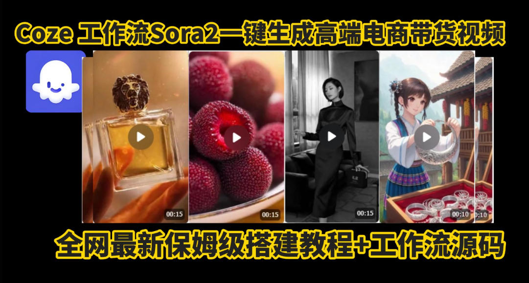 coze智能体sora2一键生成电商带货高端视频工作流保姆级拆解教程，无需剪辑，无需拍摄-网创项目总站