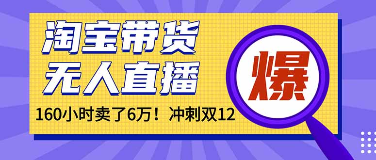 年前风口！淘宝带货，无人直播160小时卖了6万！-网创项目总站