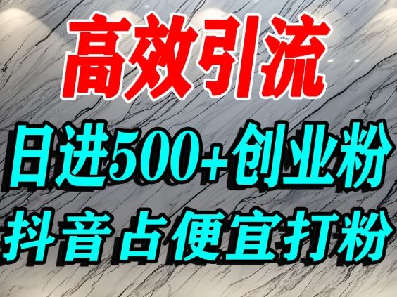 怎么打创业粉？抖音利用占便宜心理引流创业粉，单人日引500+精准流量-网创项目总站