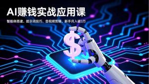 AI赚钱实战应用课，智能体搭建、提示词技巧、音视频剪辑，新手月入破3万-网创项目总站