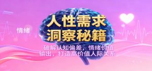 人性需求洞察秘籍，破解认知偏差，情绪价值输出，打造高价值人际关系-网创项目总站