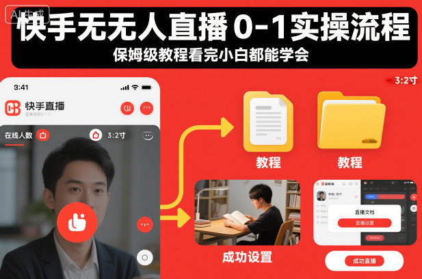 快手无人直播0-1实操流程，保姆级教程看完小白都能学会-网创项目总站