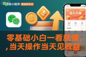 微信小程序掘金新玩法，日入几张，零基础小白一看就懂，当天操作当天见收益【揭秘】-网创项目总站