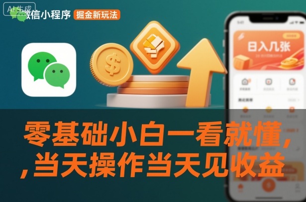 微信小程序掘金新玩法，日入几张，零基础小白一看就懂，当天操作当天见收益【揭秘】-网创项目总站