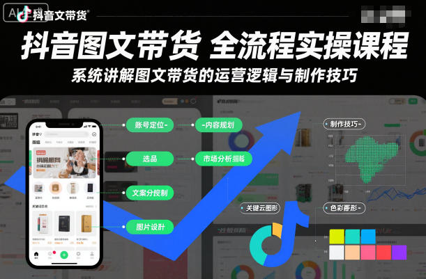 抖音图文带货全流程实操课程，系统讲解图文带货的运营逻辑与制作技巧-网创项目总站