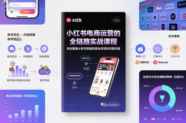小红书电商运营的全链路实战课程，系统覆盖从账号搭建到商业变现的完整流程-网创项目总站