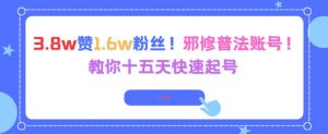 3.8w赞1.6w粉丝，邪修普法账号，教你十五天快速起号-网创项目总站