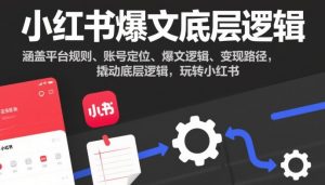 小红书爆文底层逻辑，涵盖平台规则、账号定位、爆文逻辑、变现路径，撬动底层逻辑，玩转小红书-网创项目总站