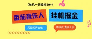 番茄音乐人挂G项目，多窗口去跑一天完稳定50+，零投资，简单无脑【揭秘】-网创项目总站