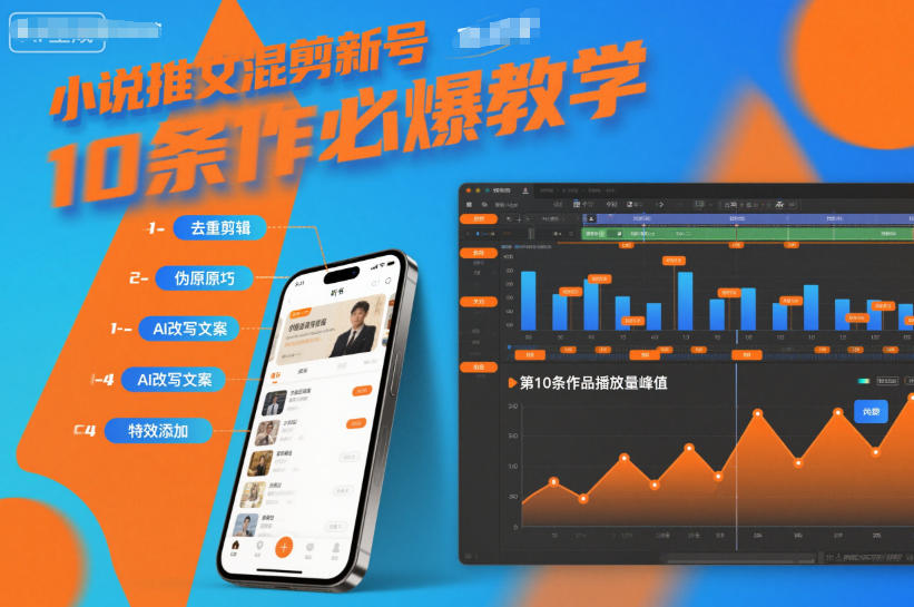 小说推文混剪新号10条必爆教学，伪原创10条作品必爆技巧-网创项目总站