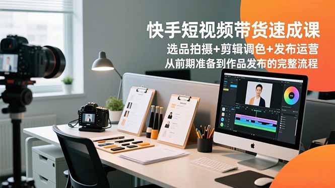 快手短视频带货速成课，选品拍摄+剪辑调色+发布运营，从前期准备到作品发布的完整流程-网创项目总站