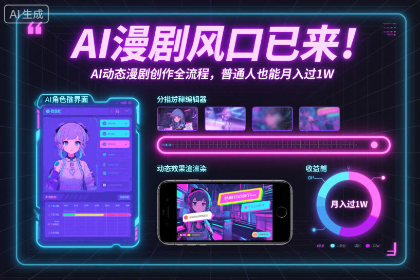 AI漫剧风口已来！AI动态漫剧创作全流程，普通人也能月入过1W-网创项目总站