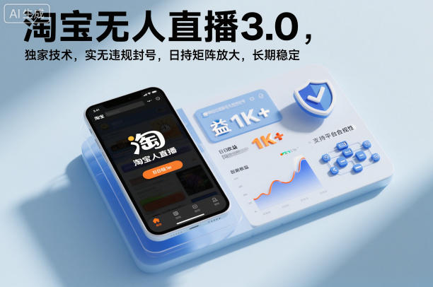 淘宝无人直播3.0，独家技术，实无违规封号，日收益1k+，支持矩阵放大，长期稳定【揭秘】-网创项目总站