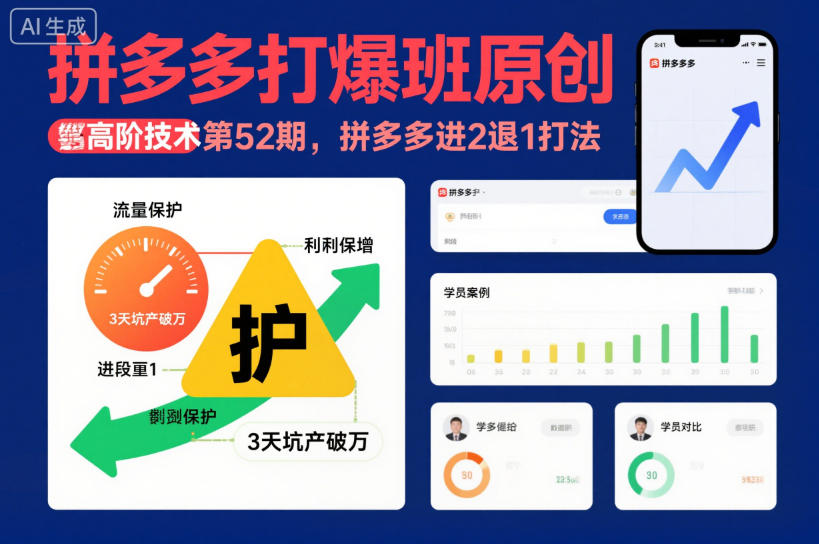 拼多多打爆班原创高阶技术第52期，拼多多进2退1打法-网创项目总站