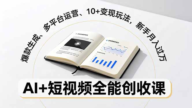 AI+短视频全能创收课，爆款生成、多平台运营、10+变现玩法，新手月入过万-网创项目总站
