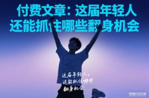 付费文章：这届年轻人，还能抓住哪些翻身机会-网创项目总站