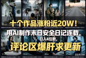 十个作品涨粉近20W！用AI制作末日安全日记连载，日入4位数，评论区爆肝求更新(附详细步骤)-网创项目总站