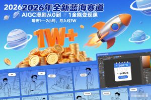 2026年全新蓝海赛道AIGC漫剧从0到1全能变现课，每天1—2小时，月入过1W-网创项目总站