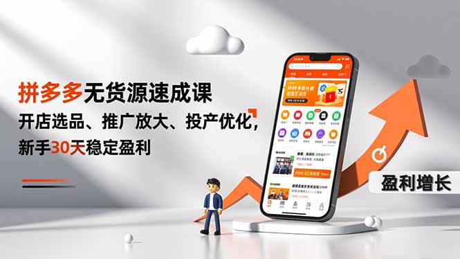 拼多多无货源速成课，开店选品、推广放大、投产优化，新手30天稳定盈利-网创项目总站