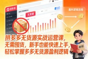 拼多多无货源实战运营课，无需囤货，新手也能快速上手，轻松掌握多多无货源盈利逻辑-网创项目总站