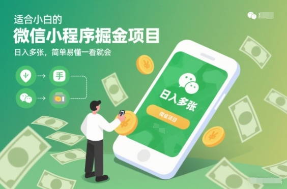适合小白的微信小程序掘金项目，日入多张，简单易懂一看就会【揭秘】-网创项目总站