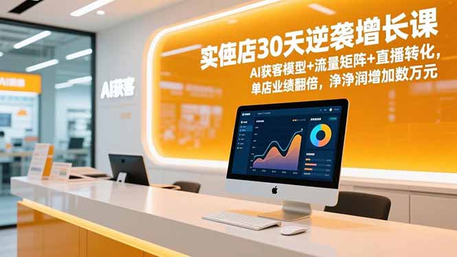 实体店30天逆袭增长课，AI获客模型+流量矩阵+直播转化，单店业绩翻倍，净利润增加数万元-网创项目总站